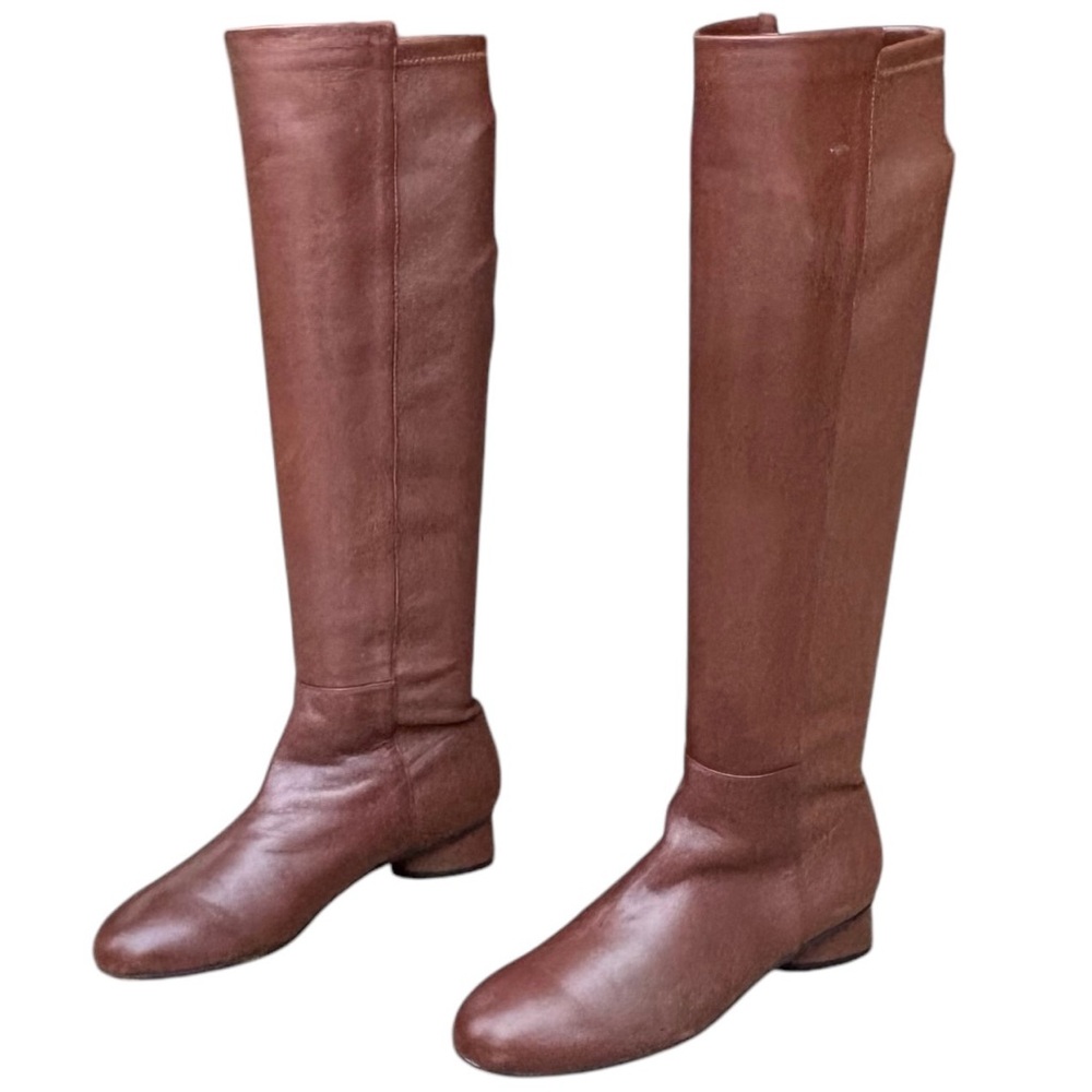 Stuart Weitzman Cognac Stretch Pull On Boots - image 2